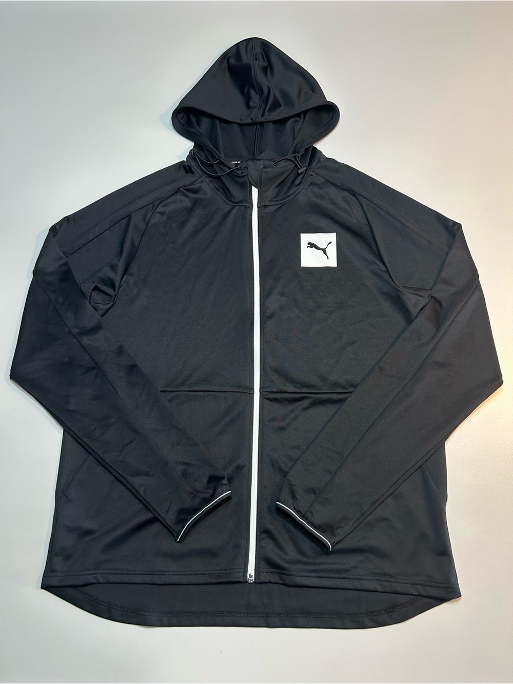 Puma Men's Full Zip Track Jacket Hoodie Black White Logo Activewear